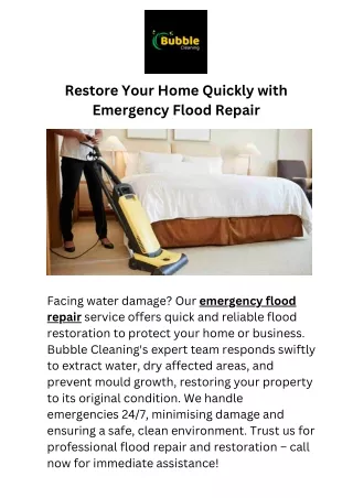 Restore Your Home Quickly with Emergency Flood Repair