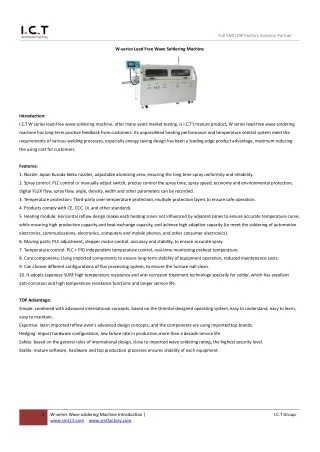 I.C.T W-series Wave Soldering Machine V1.6