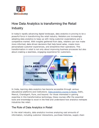How Data Analytics is transforming the Retail Industry