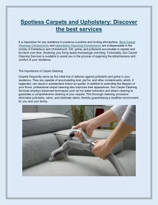 Spotless Carpets and Upholstery Discover the best services