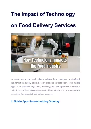 The Impact of Technology on Food Delivery Services