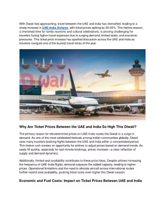 Festive Season Travel Surge Causes 50 Rise in UAE-India Airfares