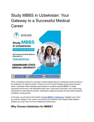 Study MBBS in Uzbekistan: Your Gateway to a Successful Medical Career