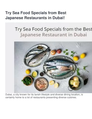 Try Sea Food Specials from Best Japanese Restaurants in Dubai!