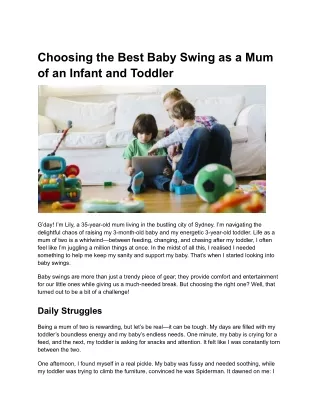 Choosing the Best Baby Swing as a Mum of an Infant and Toddler
