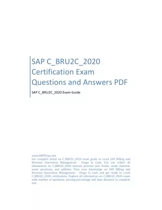 SAP C_BRU2C_2020 Certification Exam Questions and Answers PDF