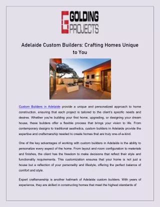 Adelaide Custom Builders: Crafting Homes Unique to You