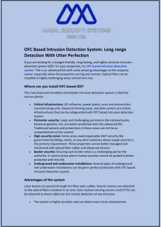 OFC Based Intrusion Detection System and Long range Detection With Utter Perfection