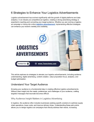 6 Strategies to Enhance Your Logistics Advertisements