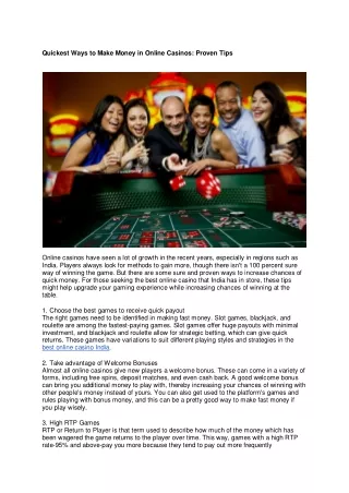 Quickest Ways to Make Money in Online Casinos: Proven Tips