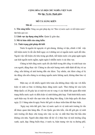 Nâng cao giải pháp dạy trẻ “Bảo vệ nước sạch và tiết kiệm nước” đạt hiệu quả cao