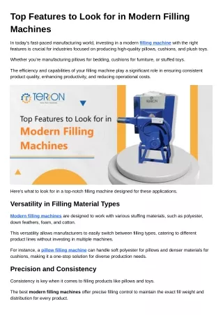 Top Features to Look for in Modern Filling Machines