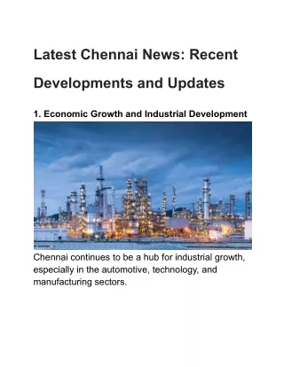 Latest Chennai News: Recent Developments and Updates