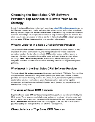 Choosing the Best Sales CRM Software Provider_ Top Services to Elevate Your Sales Strategy