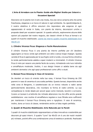 L'Arte di Arredare con le Piante: Guida alle Migliori Scelte per Interni e Occas