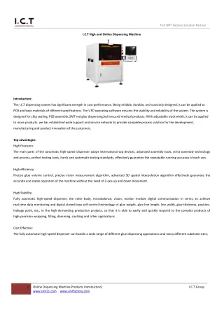 I.C.T High end Online Jet Dispensing Machine V2.1-D600