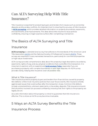 Can ALTA surveying help with title insurance