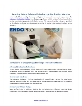 Ensuring Patient Safety with Endoscope Sterilization Machine