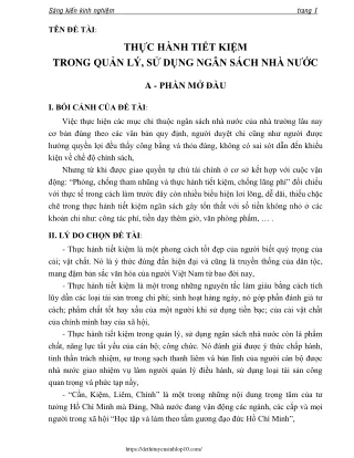 Thực hành tiết kiệm trong quản lý, sử dụng ngân sách nhà nước