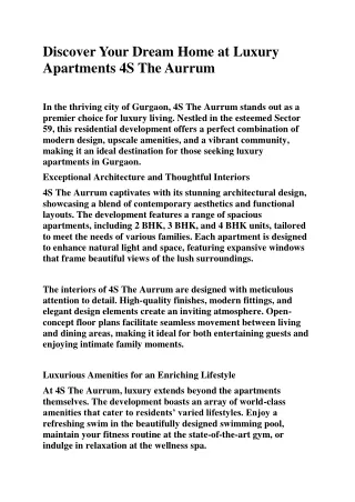 Discover Your Dream Home at Luxury Apartments 4S The Aurrum