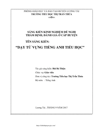 Dạy từ vựng Tiếng Anh tiểu học