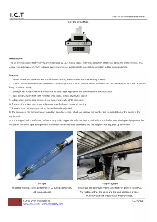I.C.T UV Curing Oven Introduction I.C.T-U1 V2.0