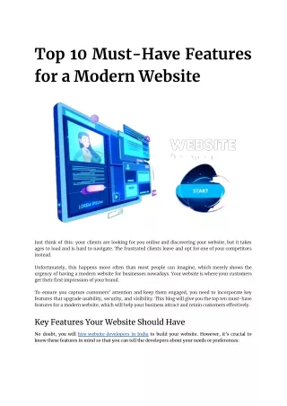 Top 10 Must-Have Features for a Modern Website