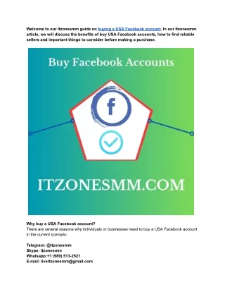 Buy USA Facebook Accounts - 100% Real