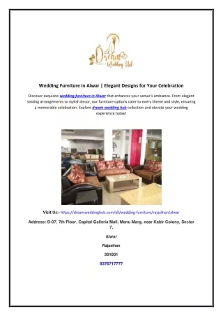Wedding Furniture in Alwar | Elegant Designs for Your Celebration