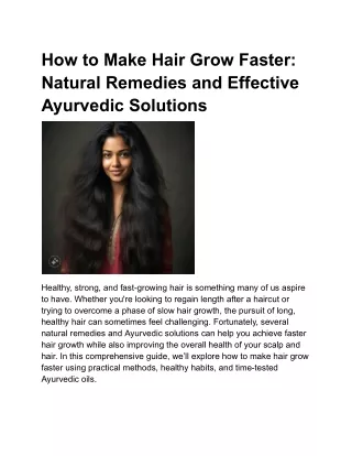 How to Make Hair Grow Faster: Natural Remedies and Effective Ayurvedic Solutions