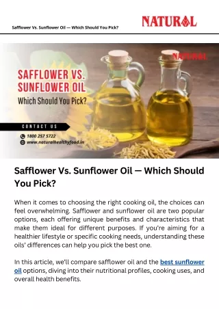 Safflower Vs. Sunflower Oil — Which Should You Pick