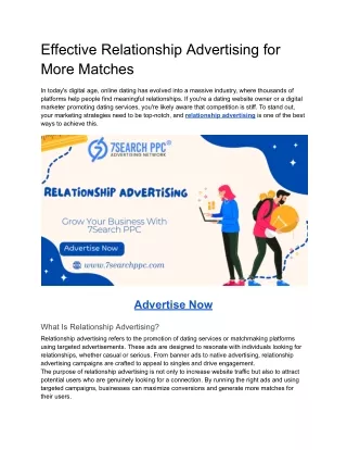 Effective Relationship Advertising for More Matches