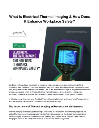 What is Electrical Thermal Imaging & How Does It Enhance Workplace Safety?