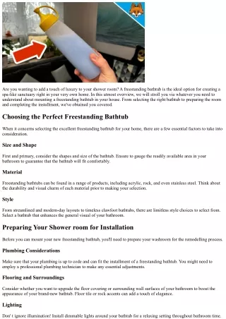 The Ultimate Guide to Setting Up a Freestanding Bathtub in Your Home