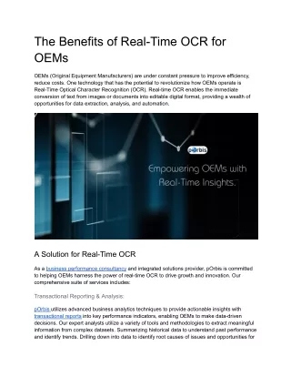 The Benefits of Real-Time OCR for OEMs