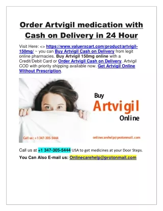 Order Artvigil medication with Cash on Delivery in 24 Hour