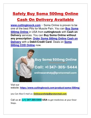 Safely Buy Soma 500mg Online Cash On Delivery Available