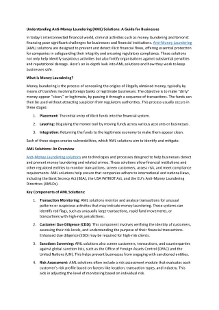 How AML Solutions Safeguard Businesses from Financial Crime