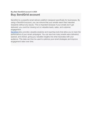 Buy SendGrid account All Aged in Online