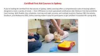 Certified First Aid Courses in Sydney (1)