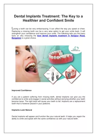 Dental Implants Treatment, The Key to a Healthier and Confident Smile