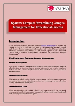 Sparrow Campus: Streamlining Campus Management for Educational Success