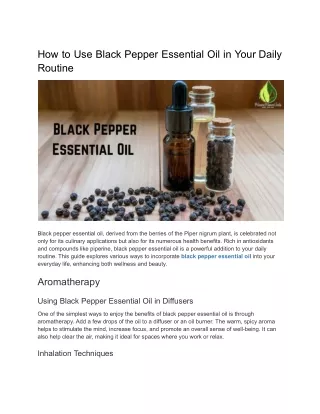 How to Use Black Pepper Essential Oil in Your Daily Routine