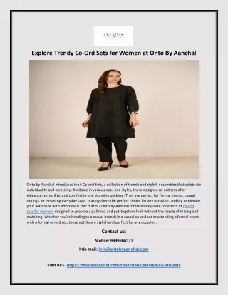 Explore Trendy Co-Ord Sets for Women at Onto By Aanchal