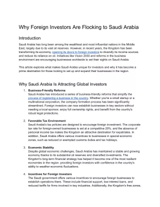 PDF Why Foreign Investors Are Flocking to Saudi Arabia