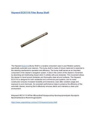 Hayward ECX1110 Filter Bump Shaft
