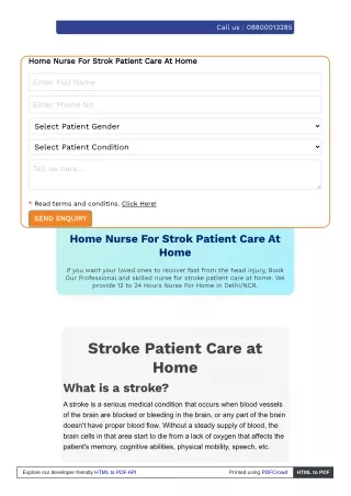 24/7 Nursing Services for Stroke Patients Care At Home