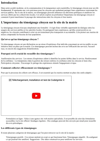 L'importance du témoignage citoyen sur le site de la mairie