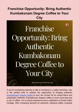 Franchise Opportunity_ Bring Authentic Kumbakonam Degree Coffee to Your City