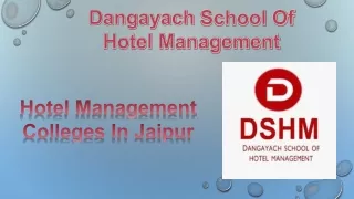 Hotel Management Colleges In Jaipur